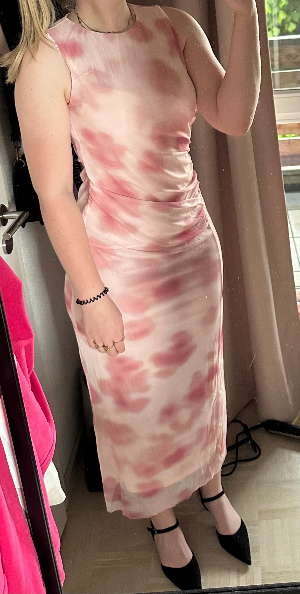 roze lange jurk