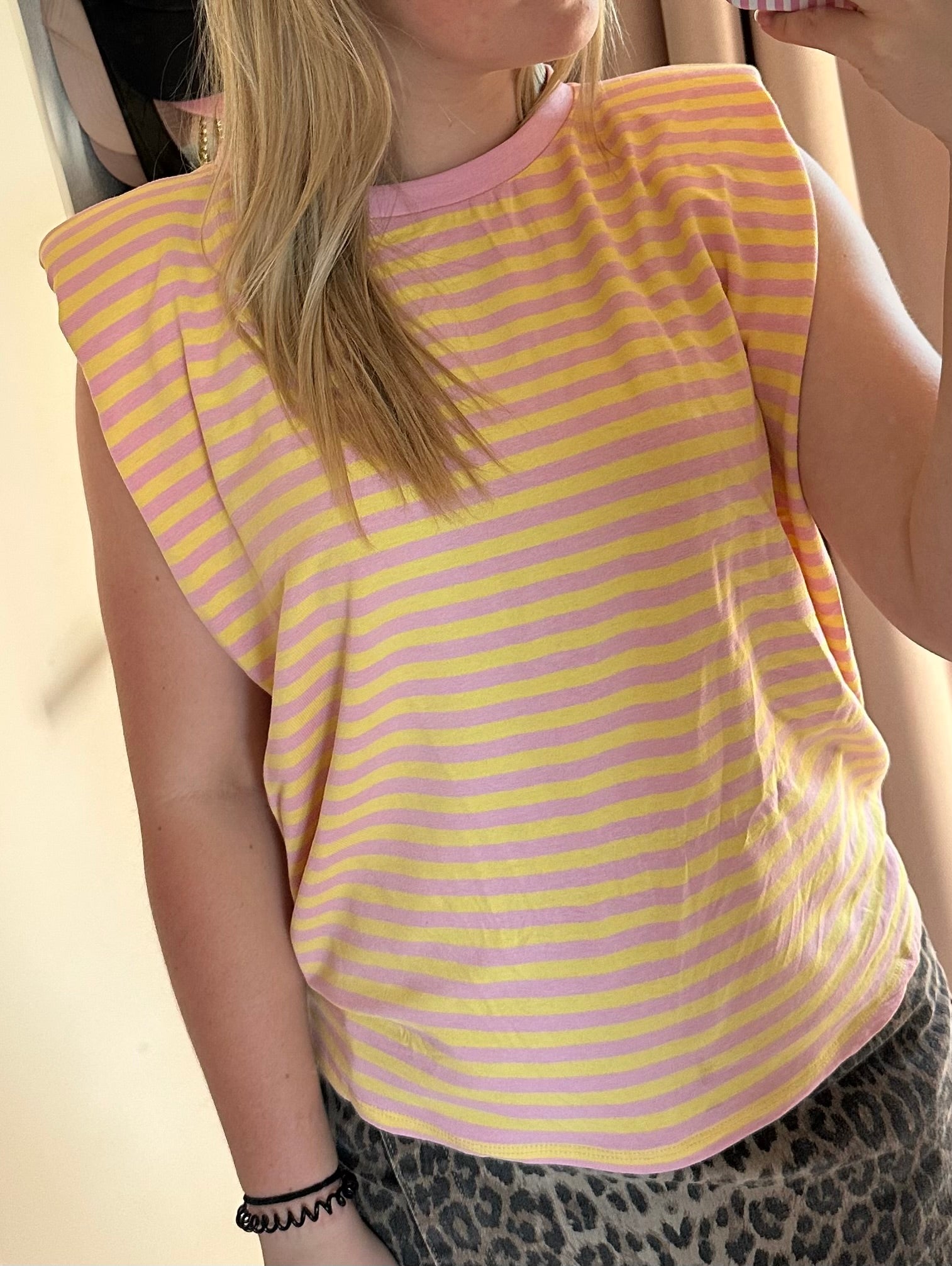 Shirt mouwloos gestreept