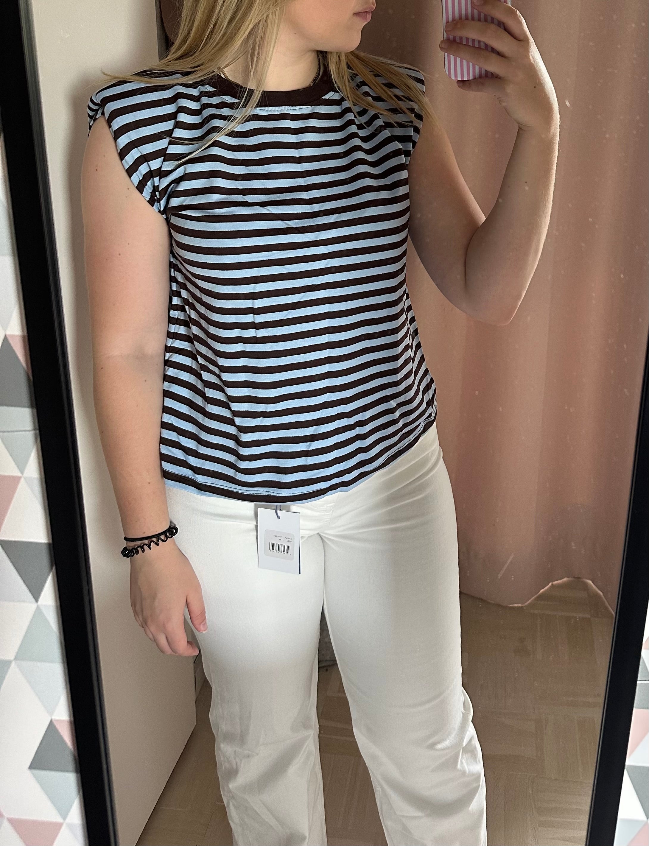 Shirt mouwloos gestreept