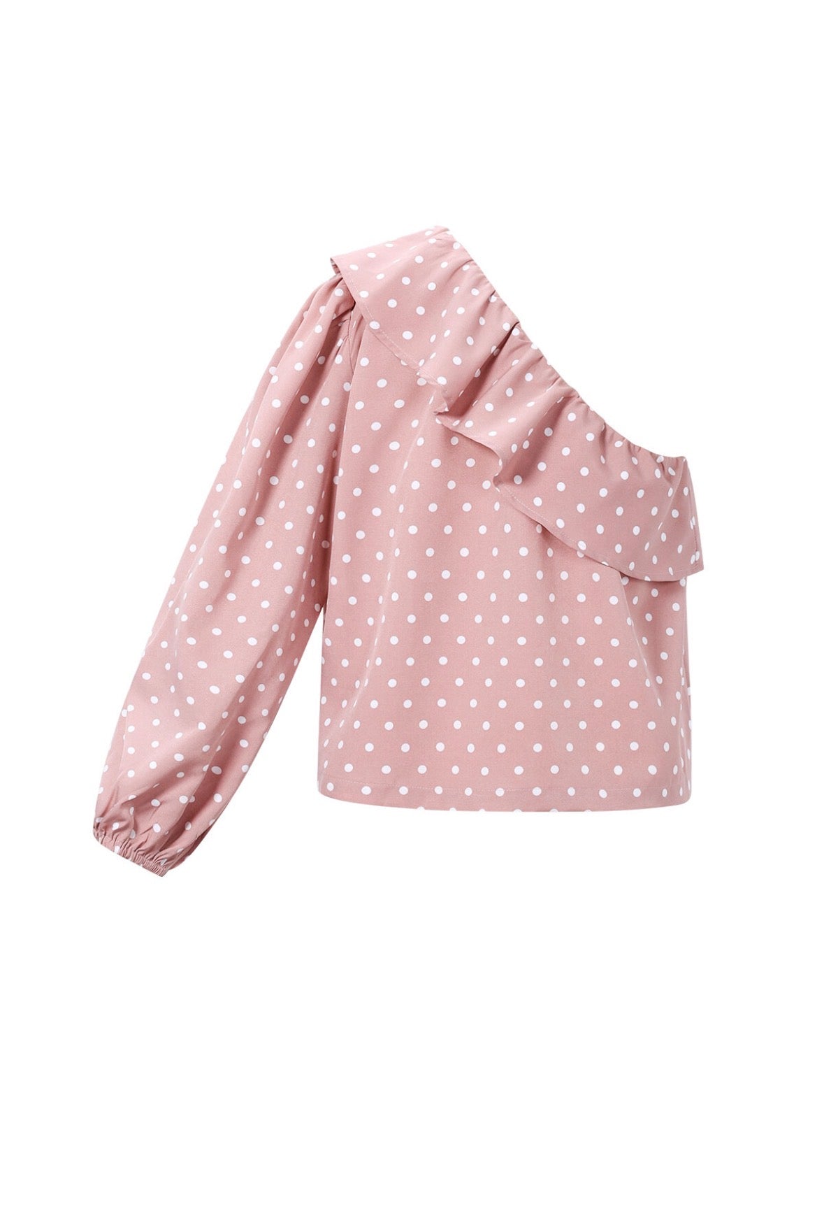 one shoulder top polkadots