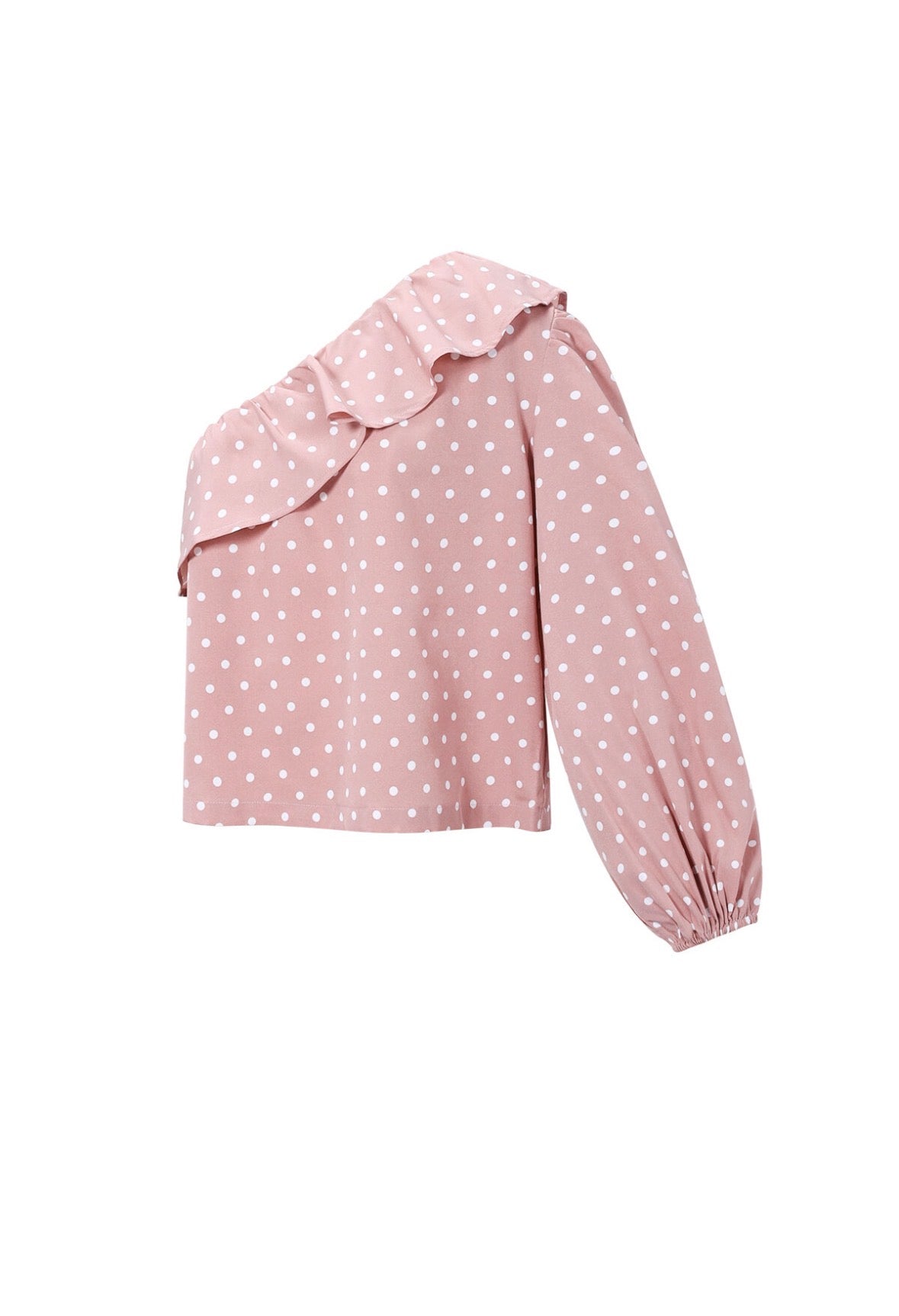 one shoulder top polkadots